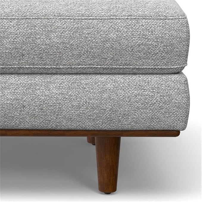 SIMPLIHOME Morrison 33-inch Wide Table Ottoman in Mist Grey Woven-Blend Fabric, Multifunctional Footrest, Coffee Table, or Extra Seating for Living Room, Mid-Century Modern Style