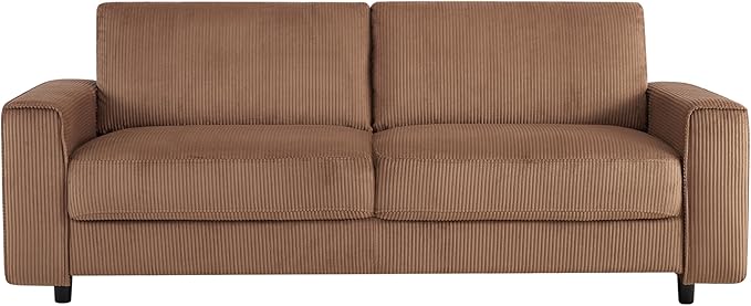 AC Pacific Derek 3 Piece Modern Corduroy Couches for Living Room, Tufted Sofas with Plush Upholstery, High-Density Foam, Sleek Black Legs, Durable Wooden Frame, Sofa, Loveseat and Chair Set, Brown