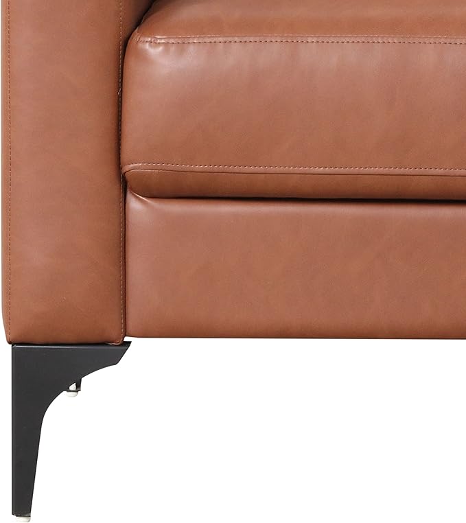 Serta Triton 78" Sofa, Transitional Modern, Dreamcoil Comfort, Metal Legs, Vegan Leather, Brown