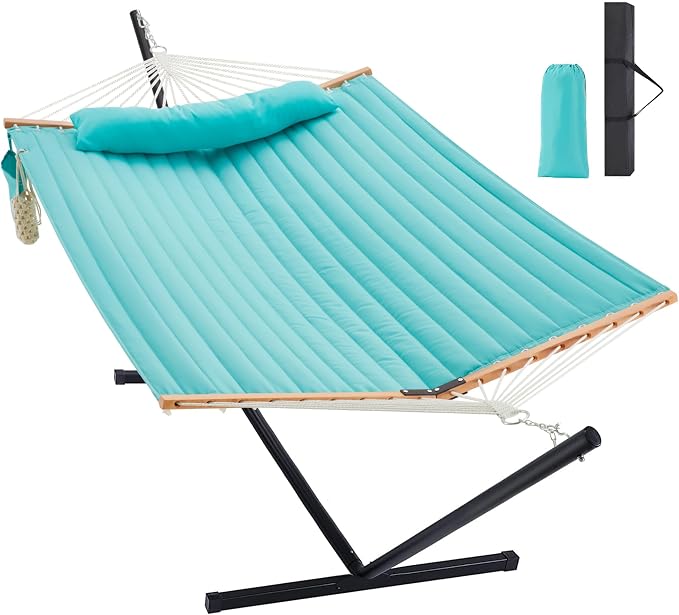 Homgava Two Person Hammock with Stand for Outside Heavy Duty, Outdoor Patio Hammock with Portable Steel Stand, Large Double Hammocks,480lbs Capacity.(Aruba) by HomgavaLiveWhatYouLove