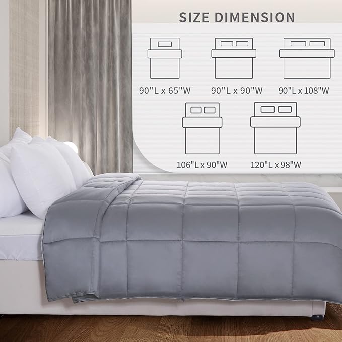 NEXHOME PRO Organic Natural Viscose from Bamboo Cooling Comforter,Light Grey 106" x 90" King Lightweight Down Alternative Cool Duvet Insert,Summer Bedding Blanket Cool for Hot Sleepers,8 Corner Tabs