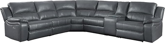 Lexicon Pfeiffer 6-Piece Modular Power Reclining Sectional Sofa, Dual-End Recliner, Gray