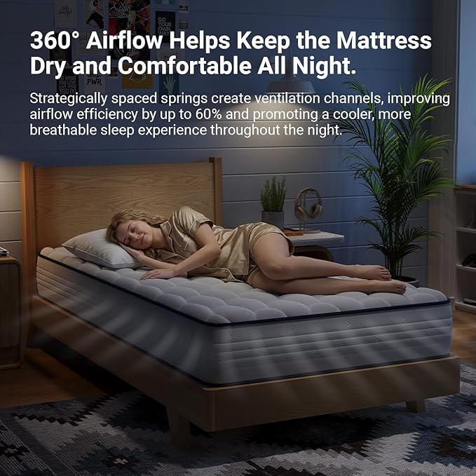 Avenco 6 Inch Twin XL Mattress for Deep Sleep, XL Twin Mattresses with Innerspring for Pressure Relief, Foam and Spring Hybrid Breathable Cover CertiPUR-US Certified Bed Mattress in a Box