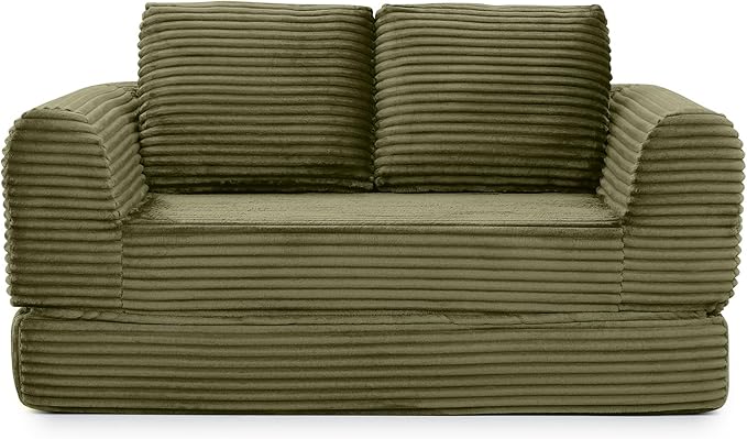 Foldable Boneless Love Seat Couches in a Box, Modern Floor Foam Sleeper Sofa Bed 2-in-1 Convertible Cloud Sofa for Home Apartments Bedroom