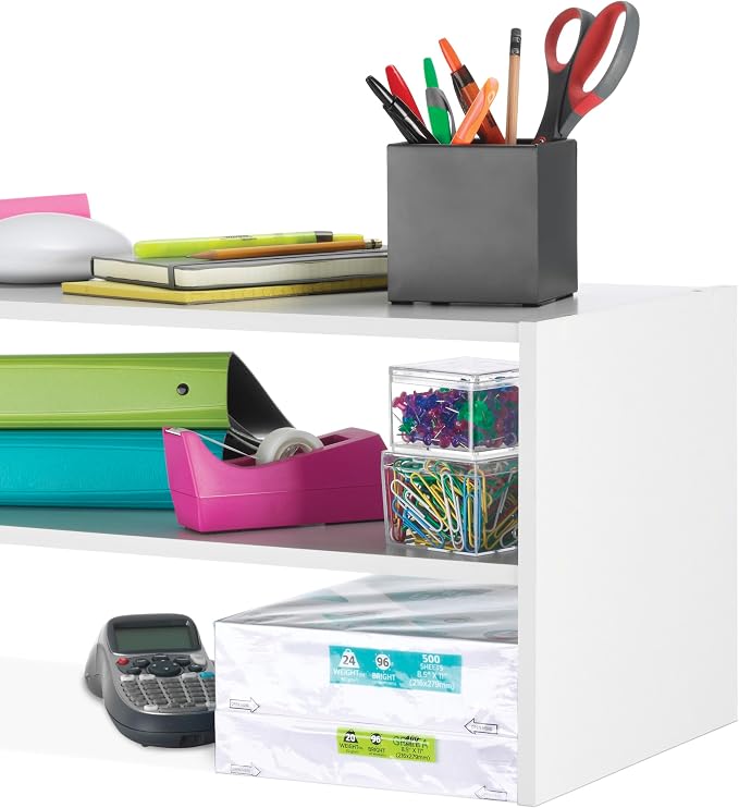 Whitmor Stackable 31" Extra Wide 2-Shelf Storage Organizer, White，2 Pack - Image 5