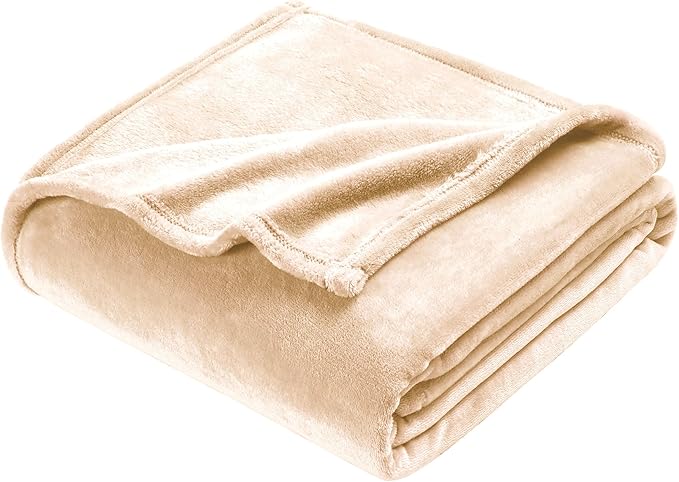 DREAMNINE Oversized Soft Fuzzy Fleece Throw Blanket Twin Size 60" x 80", Decorative Large Solid Lightweight Velvet Bed Blanket,Big Cute Cozy Accent Shaggy Microfiber Flannel Blankets for Bedroom,Beige