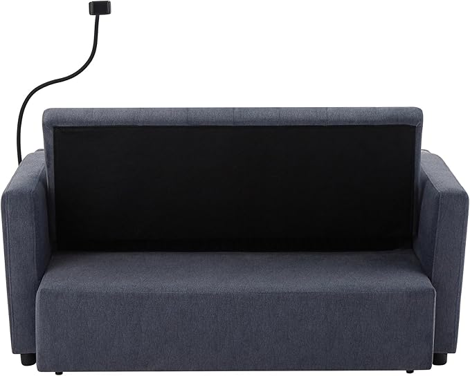 Eafurn 3 in 1 Convertible Sleeper Sofa Bed - Pull Out Couch Bed with Side Pockets, 55.9" Futon Love Seat Sleeper with Cup Holders and 360°Swivel Phone Holder for Living Room