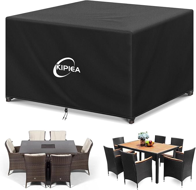 Kipiea Patio Furniture Covers Waterproof Winter, Heavy-Duty 420D Outdoor Patio Furniture Set Covers, No Tears Anti UV No Fading (49" L x 49" W x 28" H) by Kipiea