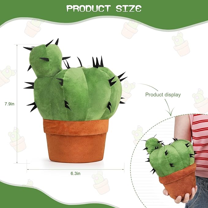 OtGalk Cactus Shape Pillow-3D Throw Pillow Sofa Cactus Shaped Pillow Plush Cactus Decorative Pillow Office Bed Cushion for Couch Sofa Living Room Home Decor for Plant Lovers, Garden Lovers (9.8 inch)