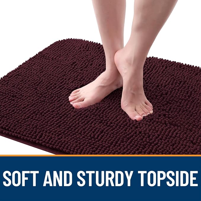 OLANLY Dog Door Mat for Muddy Paws 47x24, Absorbs Moisture and Dirt, Absorbent Non-Slip Washable Doormat, Quick Dry Chenille Mud Mat for Dogs, Entry Indoor Entryway Carpet for Inside Floor, Russet - Image 4