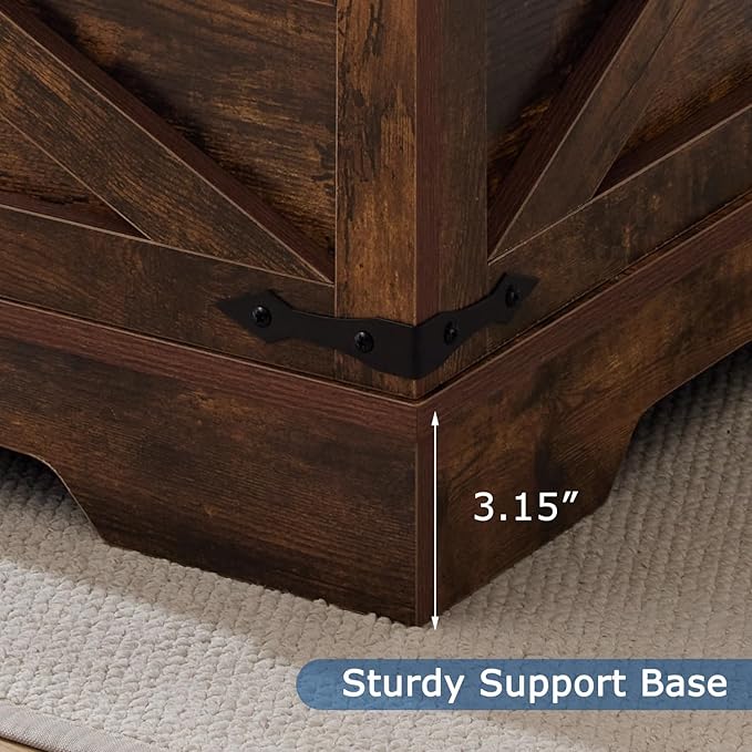 Brown Coffee Table with Storage, Cocktail Table with Hinged Lift Top, Farmhouse Square Wood Center Table with Large Hidden Storage Compartment for Living Room, Square Coffee Table, Metal Edges Decor