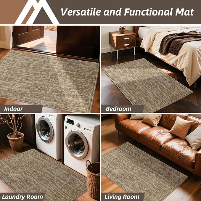 COSY HOMEER-Dirt-Trapper-Door-Mat 32"x48" Non-Slip Entryway Rugs Washable Welcome Mat Absorbent Entrance Mats Low Pile Dog Door Mats for Front Back Doomats and Wet Shoes,Taupe - Image 8