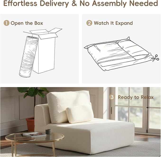 Modular Sectional Sofa, 2-Piece Beige Plush Velvet Loveseat Couch, No-Assembly Compressed Deep-Seat 2-Seat for Small Spaces Living Rooms Dorms