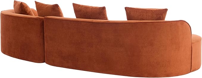 Christopher Knight Home Braebt 126" Modular Sofa with 4 Throw Pillows, Curved 5-Seater Large Sofa Couches, Comfy Upholstered Sectional Cloud Couch for Living Room, No Assembly Required, Dark Orange