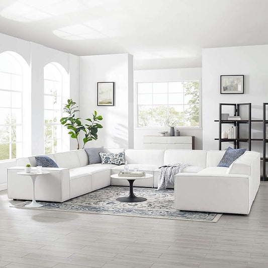 Modway Restore 8-Piece Upholstered Sectional Sofa in White