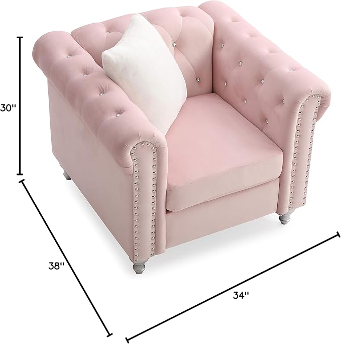 Glory Furniture Raisa Velvet Chair in Pink