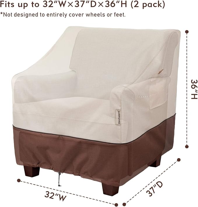 Patio Chair Covers Outdoor Furniture Covers Waterproof Fits up to 32" W x 37" D x 36" H 2Pack - Image 2
