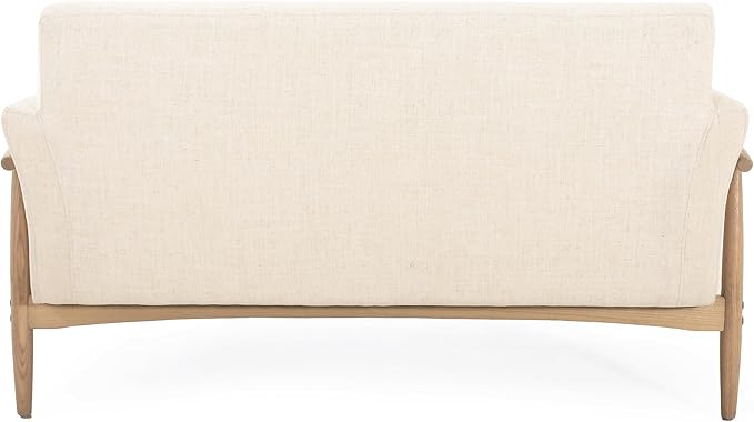 Christopher Knight Home Canna Fabric Flared Arms Loveseat, Comfy Upholstery 2 Seater Sofa, Wooden Frame Living Room Chair, Soft Seating Lounge Sofa for Bedroom/Office, Beige + Natural