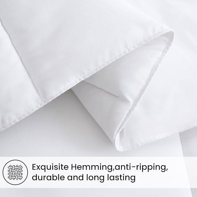 COHOME Oversized Queen Size Comforter, All-Season Quilted Down Alternative Duvet Insert, Luxury Hotel Reversible GentleSoft Comforter with Anti-Clump Tech & 8 Tabs,Pure White