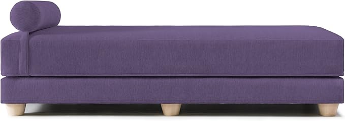 Jaxx Alon Daybed - Fold-Out Sleeper Chaise with Premium Memory Foam Queen-Size Mattress - Made in The USA, Plum