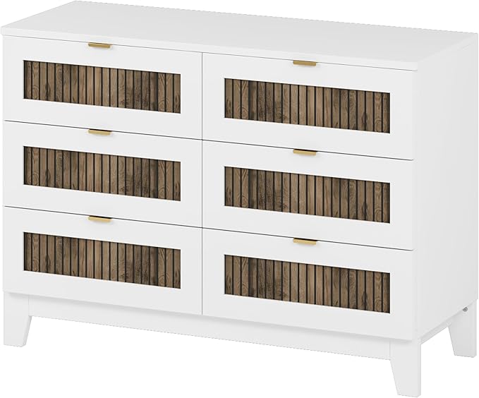 SOFTSEA 4 Piece Queen Size Bedroom Set with Storage, Farmhouse Solid WOD Platform Bed with Wooden Strip Decoration, 4 Piece Bedroom Furniture Set, White
