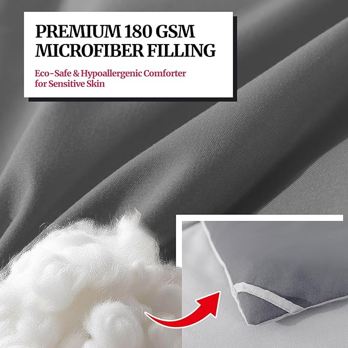 Down Alternative Bedding Comforter King Size - All-Season Soft Reversible Microfiber Bedding - Lightweight & Machine Washable (Dark Gray, King (U.S. Standard))
