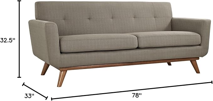 Modway Engage Mid-Century Modern Upholstered Fabric Loveseat in Granite