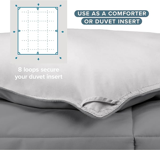 Bare Home Oversized Queen Comforter - Reversible Colors - Goose Down Alternative - Ultra-Soft - Premium 1800 Series - All Season Warmth - Bedding Comforter (Oversized Queen, Grey/Light Grey)