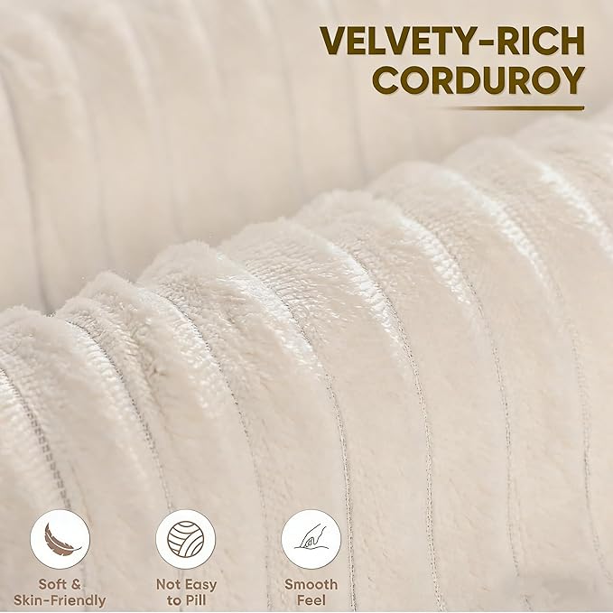 Ball & Cast 106‘’ Cloud Couch Sectional,Corduroy Upholstered Boneless Modular Sectional Sofa, L-Shaped Couch w/Soft and Wide Armrest,Sectional Couches for Living Room,Right Facing Chaise (Beige)