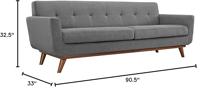 Modway Engage Mid-Century Modern Upholstered Fabric Sofa in Expectation Gray