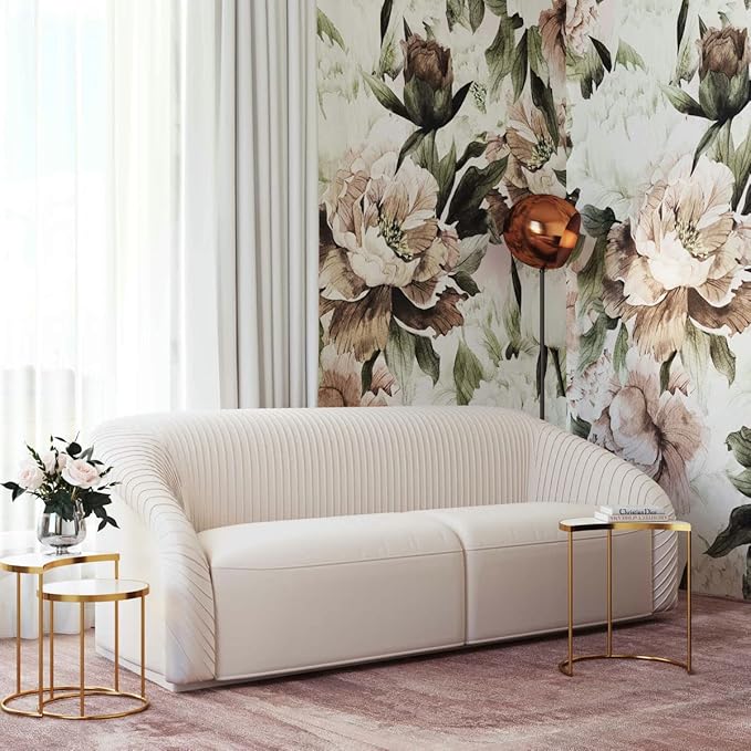 Yara 90.6" Beige Pleated Performance Velvet Sofa - TOV Furniture