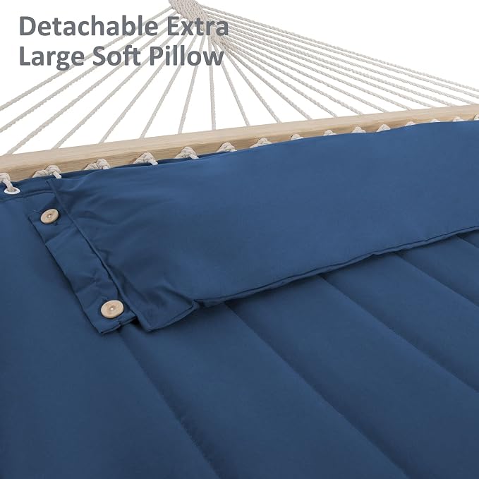 SUNCREAT Extra Large Hammocks for Outside, Heavy Duty Hammocks with Stands Included, Navy - Image 4