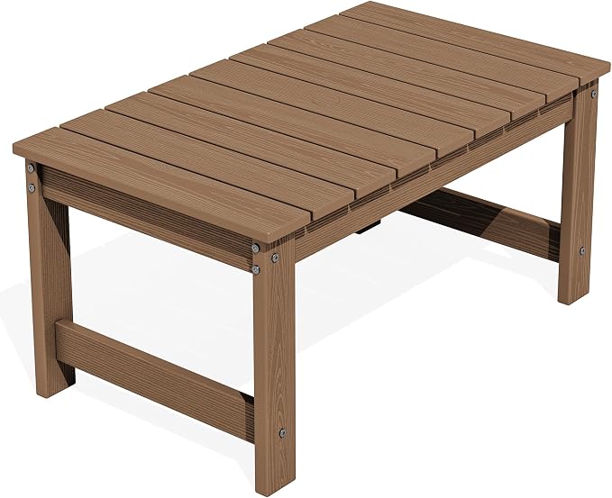SERWALL Outdoor Coffee Table with 1.69" Umbrella Hole, HDPE Patio Coffee Table for Outside, Rectangle, Brown by SERWALL