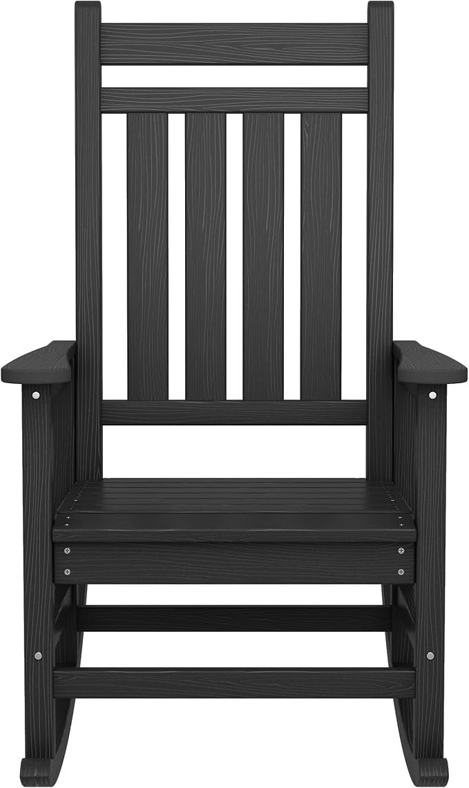 SERWALL Oversized Rocking Chair, Outdoor Rocking Chair for Adults, All Weather Resistant Porch Rocker for Lawn Garden, Black - Image 12