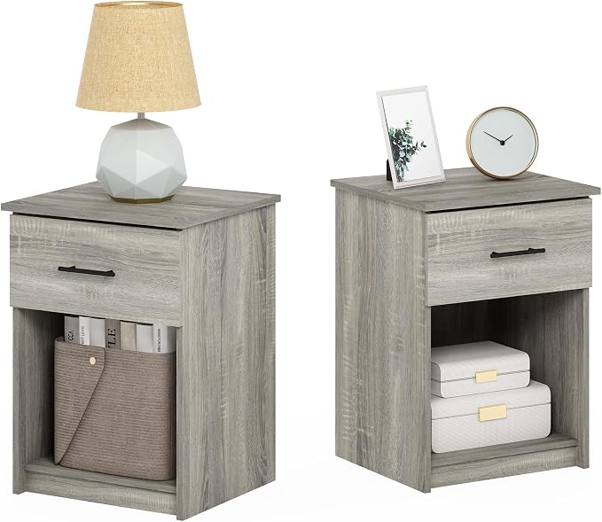Furinno Tidur Nightstand, 2-Pack, French Oak Grey - Image 4