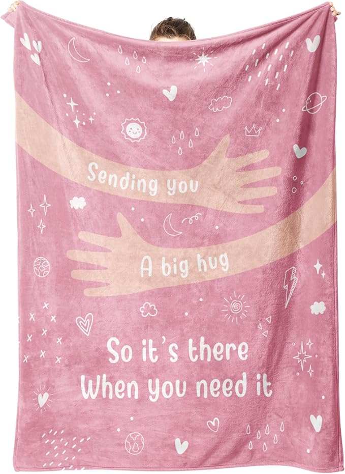 Afterprints Get Well Gifts for Women, Hug/Healing Blanket, Thinking of You/Breast Cancer/Sympathy/After Surgery Gifts for Friends, Sister, Coworkers, Soft Throw Blankets 50'' x 60''