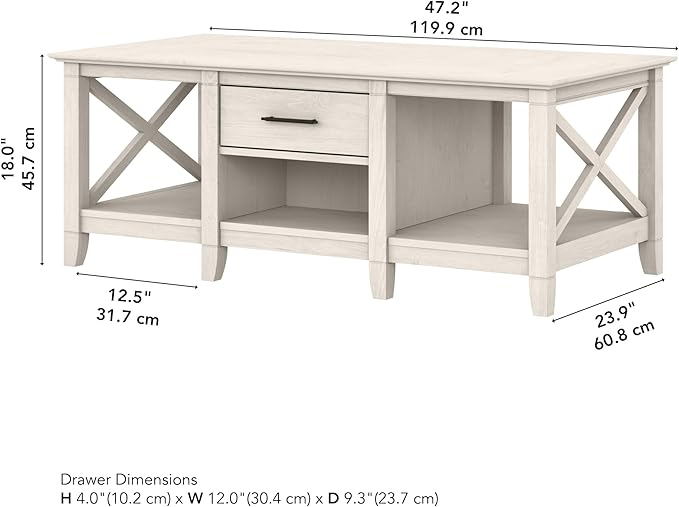 Bush Home Key West Coffee Table with Storage in Linen White Oak
