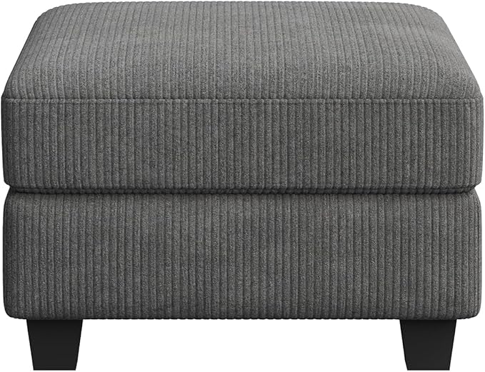 HONBAY Modern Corduroy Ottoman Module Sofa, 28.4 Inch Square Ottoman Bench with Storage, Grey