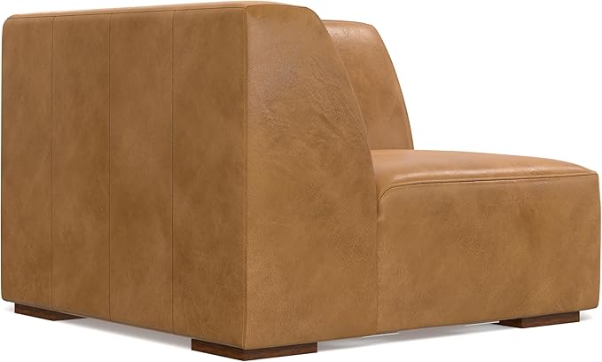 SIMPLIHOME Rex Corner Sofa Module in Full-Grain Genuine Leather, Sienna, 38-inches Wide, Handcrafted Modern-Style Corner Accent Chair for Living Room and Family Room