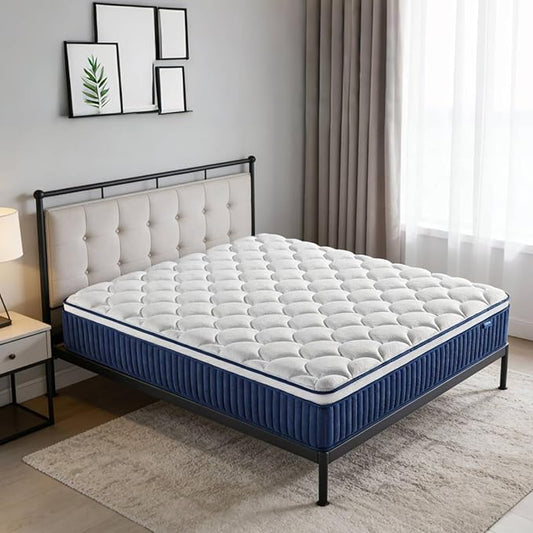 Queen Size 12 Inch Hybrid Mattress in a Box, Memory Foam & Pocket Springs for Pressure Relief & Motion Isolation, Medium Firm, 101 Nights Trial, CertiPUR-US Certified