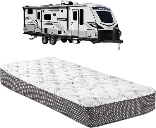 WanderRest Cool Hybrid 10” RV Mattress, King 36x84, Medium, Cooling Gel Memory Foam & Pocketed Coil Mattress for RV, Camper, or Travel Trailer, Made in USA