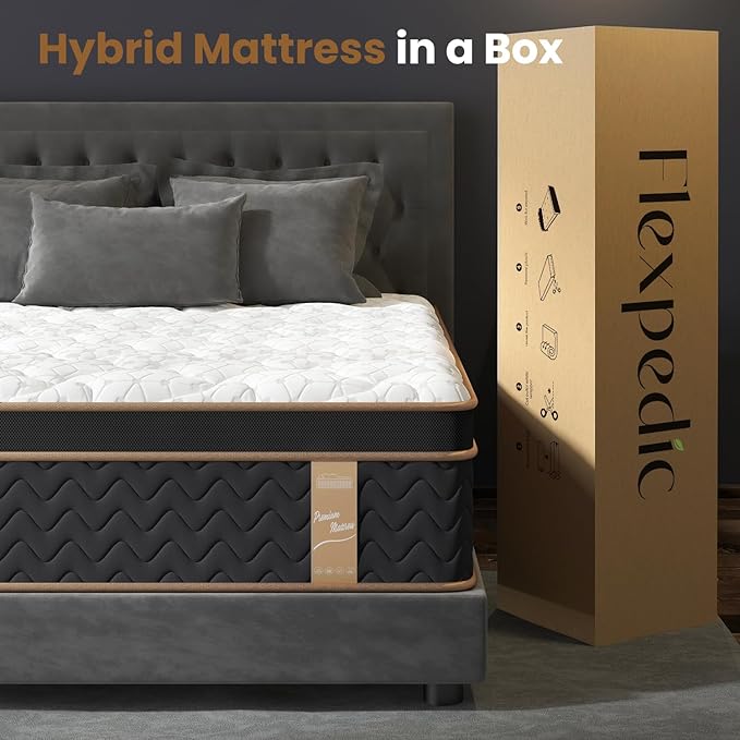 Twin Size 10 Inch Hotel Hybrid Single Mattress in a Box, Individual Pocket Springs, Motion Isolation, Extra Hip/Shoulder/Lumbar Support, Fiberglass-Free, Ergonomic Zones, 365-Night Trial, CertiPUR-US