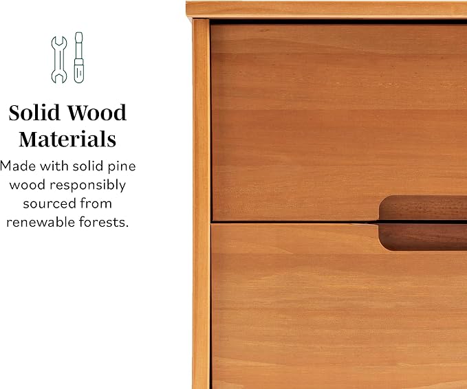 Walker Edison Brynn Modern Solid Wood Groove Handle Nightstands, Set of 2, Natural Pine - Image 5