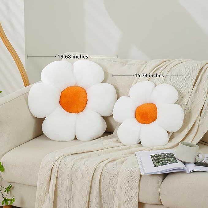 CANGHI Flower Pillows Daisy Shaped Throw Pillow Cute Daisy Flower Pillows Flower Seating Cushions for Adults Kids Home Bedroom Sofa Chair Couch Decor (Blue, 15.74 inch)