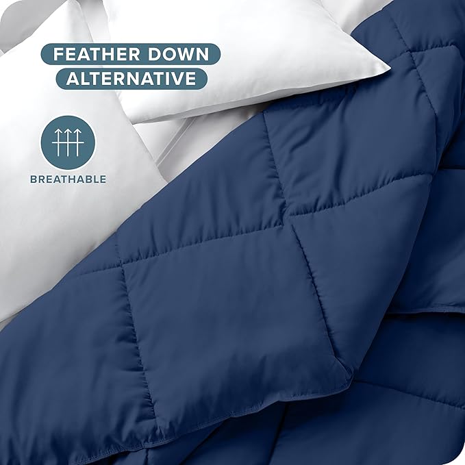 Bare Home Duvet Insert Comforter - King/California King - Goose Down Alternative - Ultra-Soft - Premium 1800 Series - All Season Warmth - Bedding Comforter (King/Cal King, Dark Blue)