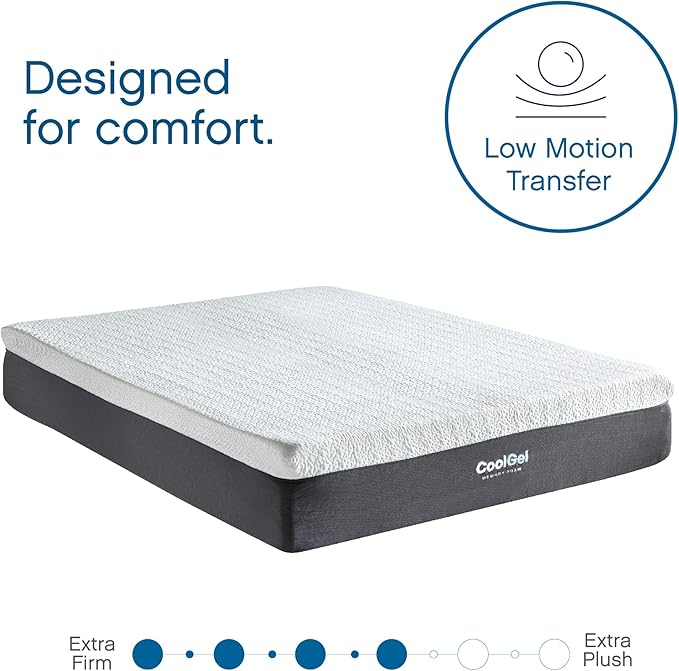 Classic Brands Cool Gel Chill Memory Foam 14-Inch Mattress with 2 BONUS Pillows |CertiPUR-US Certified |Bed-in-a-Box, Queen