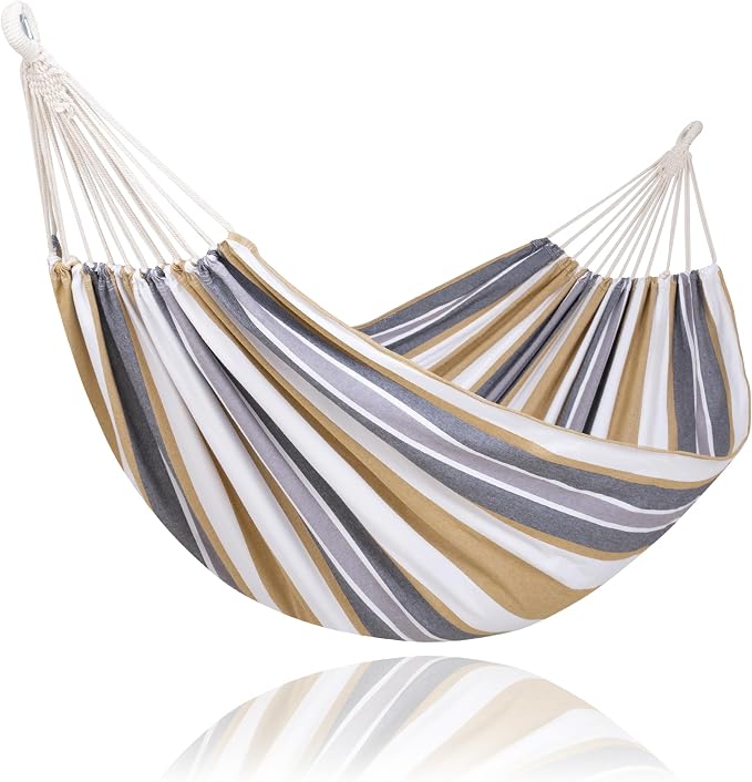SUNCREAT Large Hammock for Tree, Outdoor Tree Fabric Hammock Only, Coffee Stripes by SUNCREAT