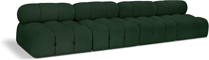 Meridian Furniture 611Green-S136B Ames Collection Modern | Contemporary Modular Sofa with Rich Green Boucle Fabric, Modular to Create Infinite Configurations, 136" W x 34" D x 28" H, Green