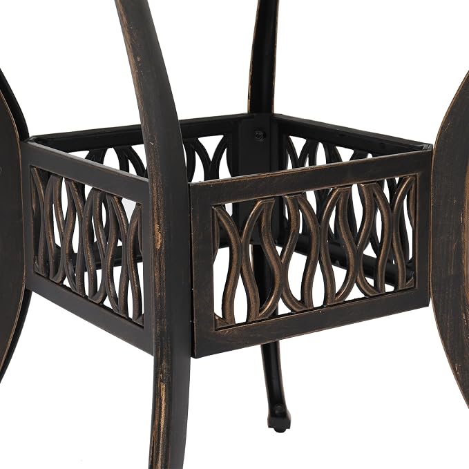 VINGLI 5 Pieces Outdoor Patio Dining Set, Cast Aluminium Patio Furniture Set with 4 Chairs and 1 Umbrella Table for Yard, Garden, Porch and Poolside, Bronze - Image 4