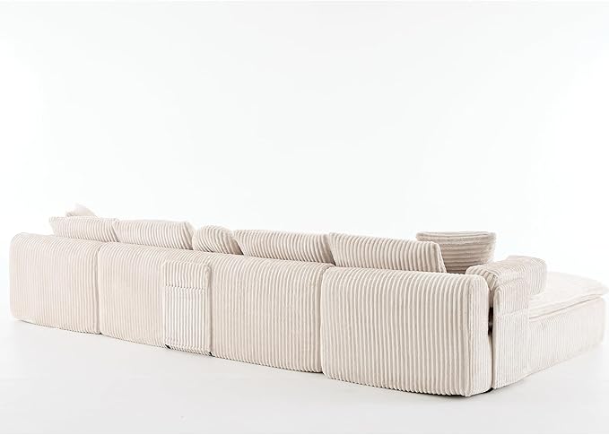 149" Oversized U Shaped Cloud Modular Sectional Sofa Boneless Couch with Double Chaise,Free Combination Convertible Floor Sofa Bed with Storage Pockets and Pillows | No Assembly